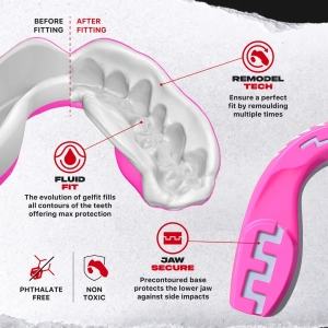Ochraniacz na Zęby SafeJawz Extro-Series Pink Viper Clear SENIOR
